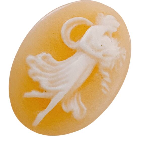 Vintage Mid Century Shell Cameo Virgo Muse Unset Cabochon 1940s Italy - Picture 1 of 14